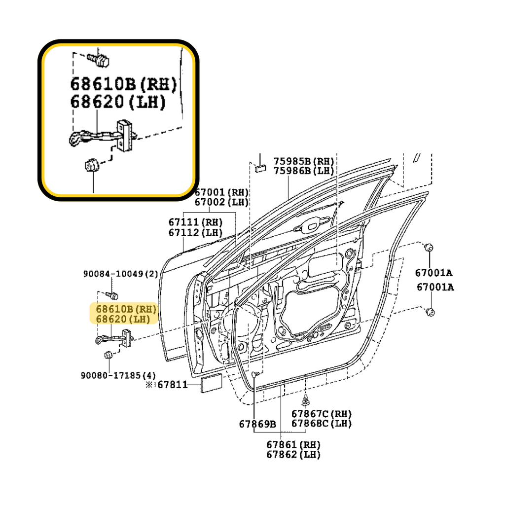Limitador de Porta Toyota Camry 2007 a 2011