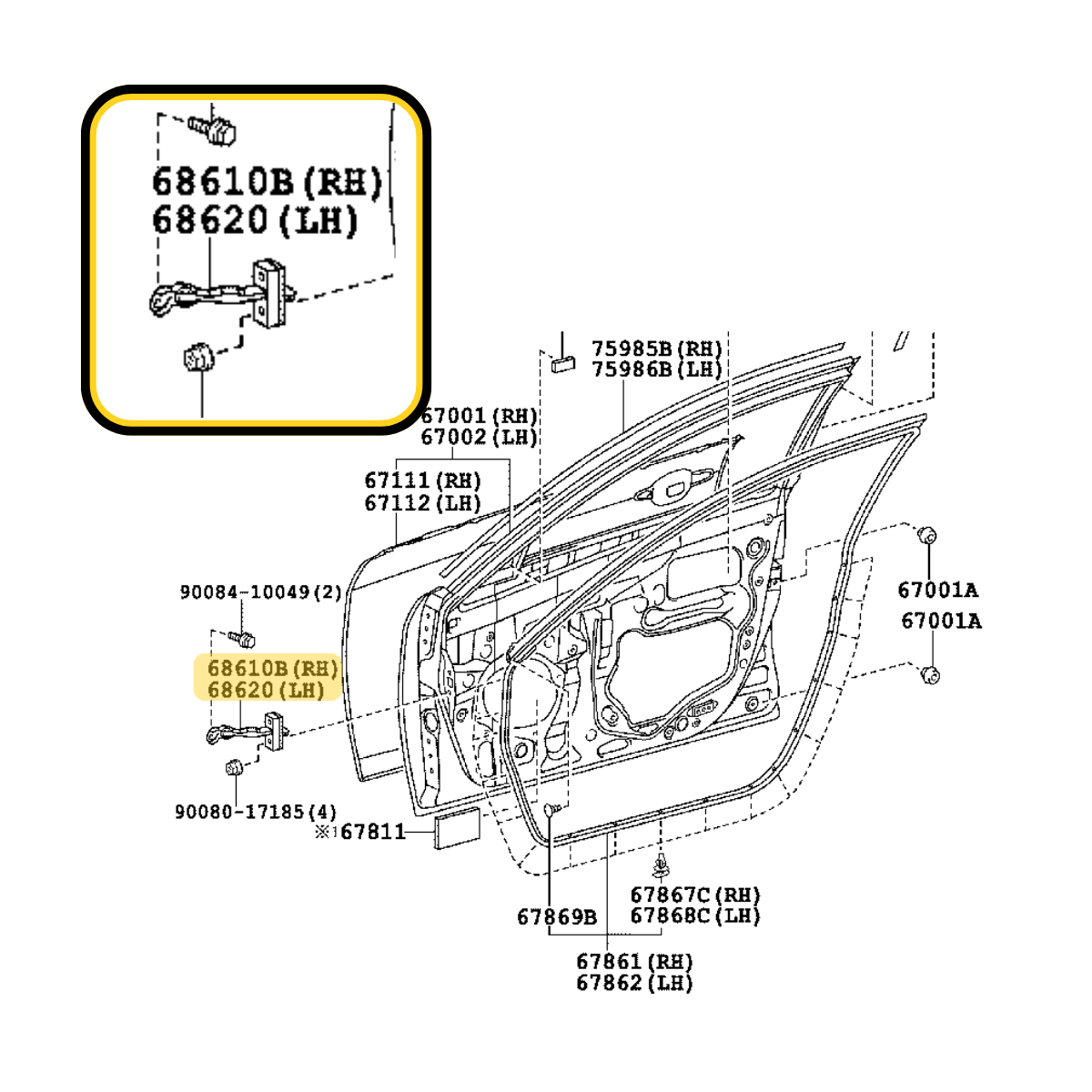 Limitador de Porta Toyota Camry 2007 a 2011